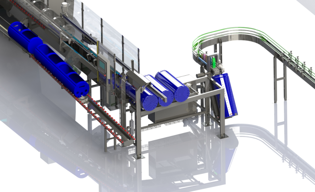 Filling station + pre-feeder prior to HPP machine Filling station + pre-feeder prior to HPP machine