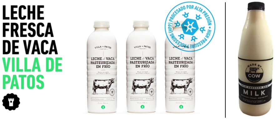 Imagen 2. Leche HPP de Villa de Patos (izquierda) y de Made by cow (derecha) comercializadas en México y en el estado New South Wales (Australia) Imagen 2. Leche HPP de Villa de Patos (izquierda) y de Made by cow (derecha) comercializadas en México y en el estado New South Wales (Australia)