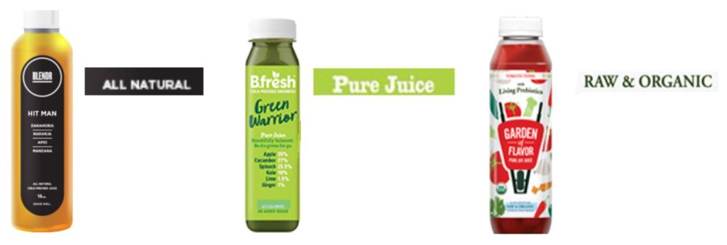Examples of claims that appear in HPP products, in Blendr, B.fresh and Garden of flavor. Examples of claims that appear in HPP products, in Blendr, B.fresh and Garden of flavor.