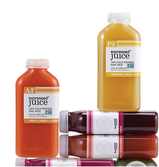 ExpressedJuice bottles with EcoClear ExpressedJuice bottles with EcoClear