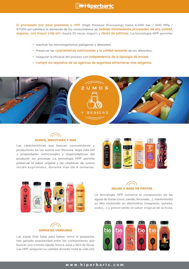 Descarga nuestro flyer para conocer más acerca de las ventajas de aplicar HPP a zumos y bebidas