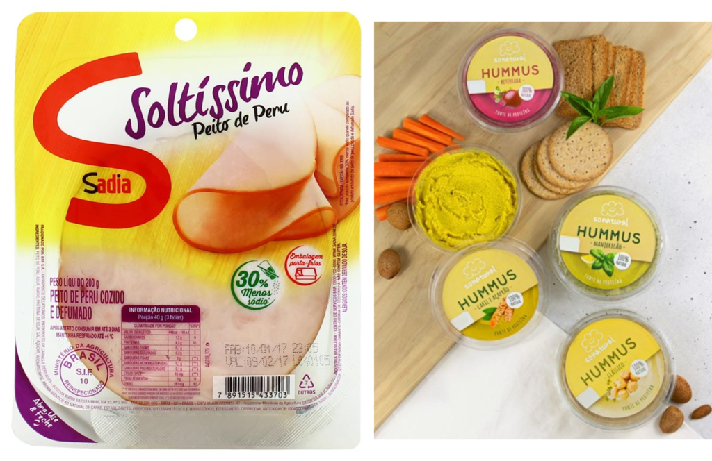 BRF - Sadia, GL Figura 3 - À esquerda um dos fiambres comercializados pela BRF, sob a marca Sadia e à direita a variedade de hummus oferecido pela GL.